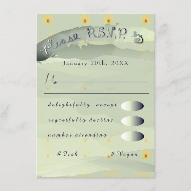 Cartão De Informações RSVP Daisy e Cinza Enclosure (Frente)