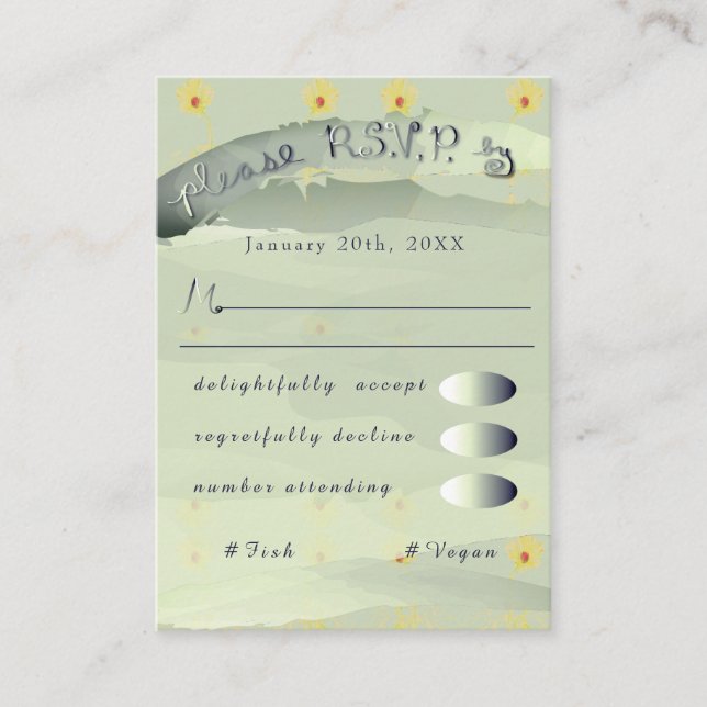 Cartão De Informações RSVP Daisy e Cinza Enclosure (Frente)