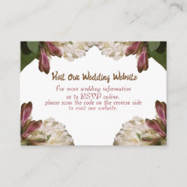 Cartão De Informações RSVP de Casamento Branco Floral Clássico
