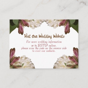 Cartão De Informações RSVP de Casamento Branco Floral Clássico