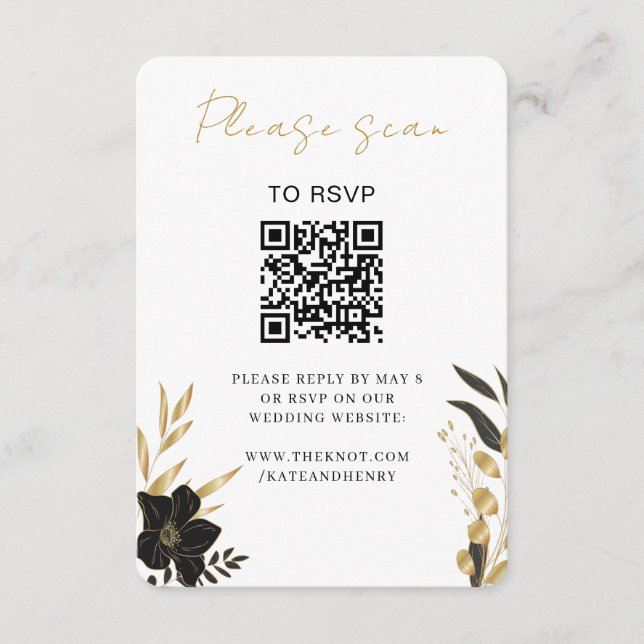 Cartão De Informações RSVP de Casamento | Código QR Na moda Branco moder (Frente)