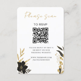 Cartão De Informações RSVP de Casamento | Código QR Na moda Branco moder