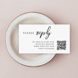 Cartão De Informações RSVP de casamento | Código QR Simples de Limpeza M