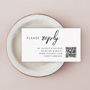 Cartão De Informações RSVP de casamento   Código QR Simples de Limpeza M