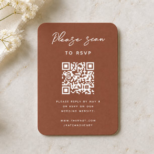 Cartão De Informações RSVP de Casamento Código QR Terracotta Rust
