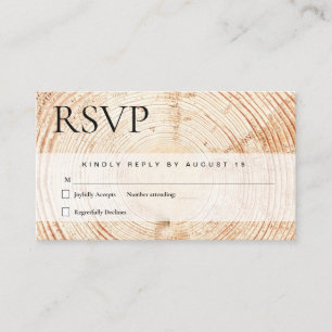 Cartão De Informações Rsvp de casamento com corte de madeira russa