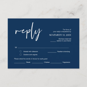 Cartão De Informações RSVP de Casamento, com opções de refeição, fonte a