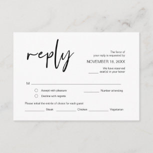 Cartão De Informações RSVP de Casamento, com opções de refeição, res