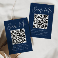 RSVP de casamento com QR Code em tom naval de scri