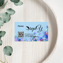 RSVP de Casamento da primavera Azul | Código QR Mi