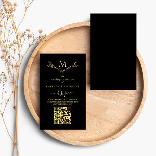 Cartão De Informações RSVP de Casamento da Terra do Monograma Preto e Do