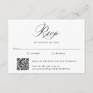 Cartão De Informações RSVP de Casamento de Código de QR e Tradicional El