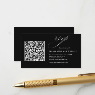 Cartão De Informações RSVP de Casamento de Código QR de Caligrafia Român