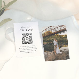 Cartão De Informações RSVP de Casamento de Código QR de Foto do Tipo Rus
