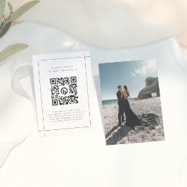 Cartão De Informações RSVP de Casamento de Código QR de Foto Moderna do 
