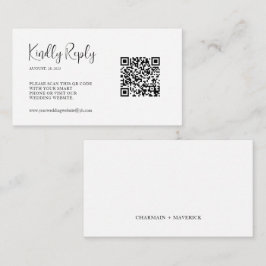 Cartão De Informações RSVP de Casamento de Código QR de Script Simples