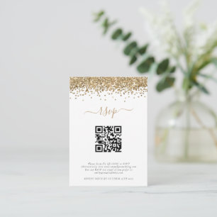 Cartão De Informações RSVP de Casamento de Código QR do Mini Dourado Gli