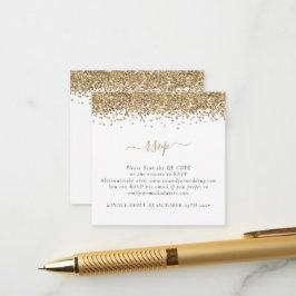 Cartão De Informações RSVP de Casamento de Código QR do Mini Glam Dourad