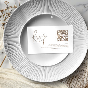 Cartão De Informações RSVP de Casamento de Código QR do Script Brown