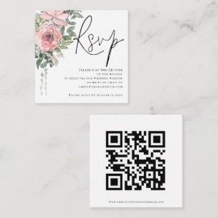Cartão De Informações RSVP de Casamento de Código QR do Script de Blush