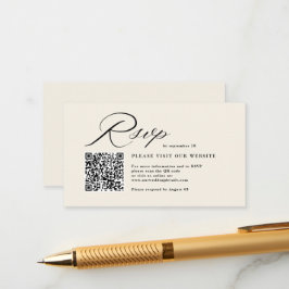 Cartão De Informações RSVP de Casamento de Código QR e Caligrafia de Scr