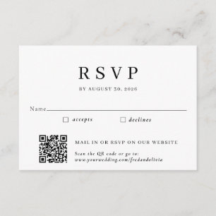Cartão De Informações RSVP de Casamento de Código QR e Entrada de Email 