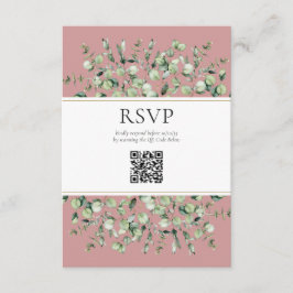 Cartão De Informações RSVP de Casamento de Código QR Eucalyptus Rosa-Ros