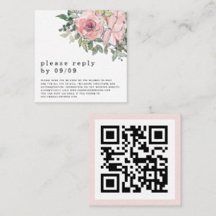Cartão De Informações RSVP de Casamento de Código QR - Florais Cor-de-Ro