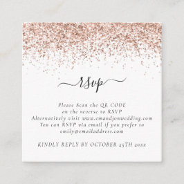 Cartão De Informações RSVP de Casamento de Código QR Glitter Dourado Min