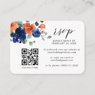 Cartão De Informações RSVP de Casamento de Código QR Laranja de Bue Quei