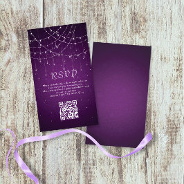 Cartão De Informações RSVP de Casamento de Código QR Luzes de String Rox