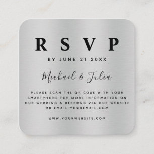 Cartão De Informações RSVP de Casamento de Código QR Metálico Metálico