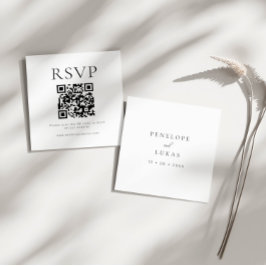 Cartão De Informações RSVP de Casamento de Código QR Minimalista