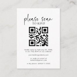 Cartão De Informações RSVP de Casamento de Código QR Moderno Minimalista