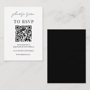 Cartão De Informações RSVP de Casamento de Código QR Preto e Branco Mini