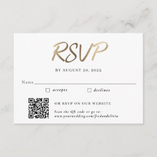 Cartão De Informações RSVP de Casamento de Código Tradicional e QR Doura