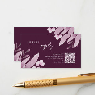 Cartão De Informações RSVP de Casamento de Grandes Folhas da Burgundy