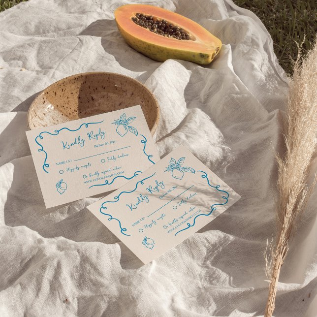 Cartão De Informações RSVP de Casamento de Limão Desenhado à Mão (Criador carregado)