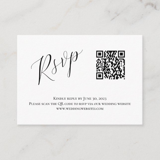 Cartão De Informações RSVP de Casamento de QR Moderno (Frente)