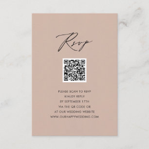 Cartão De Informações RSVP de Casamento de QR Simples de Script Elegante