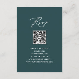 Cartão De Informações RSVP de Casamento de QR Simples Verde Moderno de S