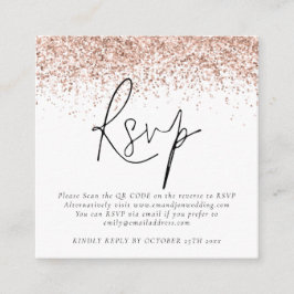 Cartão De Informações RSVP de Casamento de Script de Código QR de Glitte
