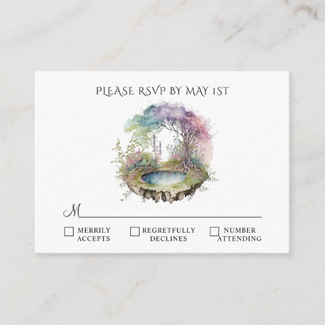 Cartão De Informações RSVP de Casamento de Woodland Encantado (Frente)