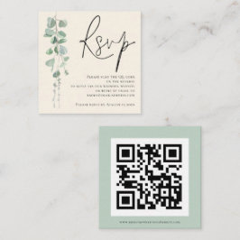 Cartão De Informações RSVP de Casamento do Código QR do Eucalyptus Ivory