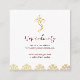 Cartão De Informações RSVP de Casamento Elegante Red & Dourado Ganesha &