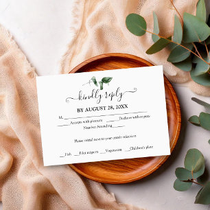 Cartão De Informações RSVP de Casamento Eucalyptus Simples