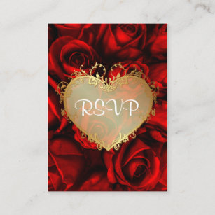 Cartão De Informações RSVP de Casamento Floral da rosa vermelha