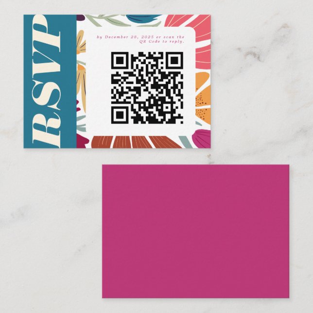 Cartão De Informações RSVP de Casamento Floral de Abstrato de Incompatib (Frente/Verso)