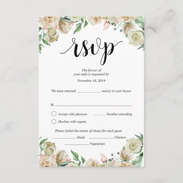 Cartão De Informações RSVP de Casamento, floral de Dusk (Frente)