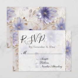 Cartão De Informações RSVP de casamento floral dourado pérola roxa bonit